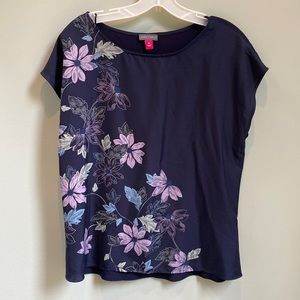 Vince Camuto Floral Mixed Media Top, Sz M